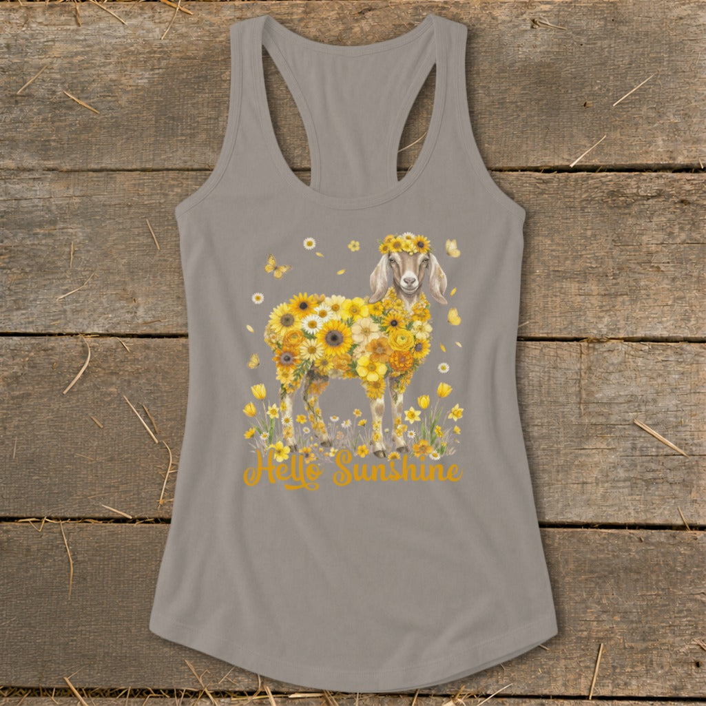 Hello Sunshine Nubian Goat Racerback Tank