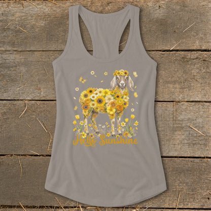 Hello Sunshine Nubian Goat Racerback Tank
