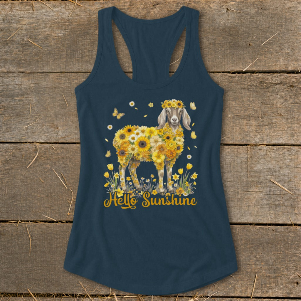 Hello Sunshine Nubian Goat Racerback Tank