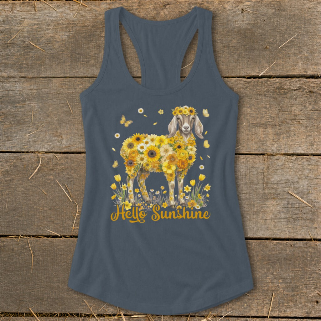 Hello Sunshine Nubian Goat Racerback Tank