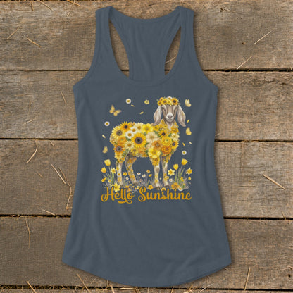 Hello Sunshine Nubian Goat Racerback Tank
