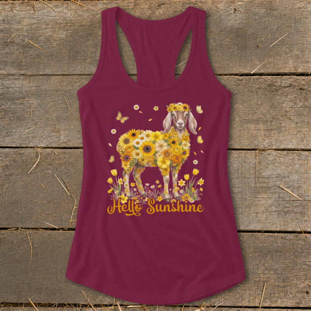 Hello Sunshine Nubian Goat Racerback Tank