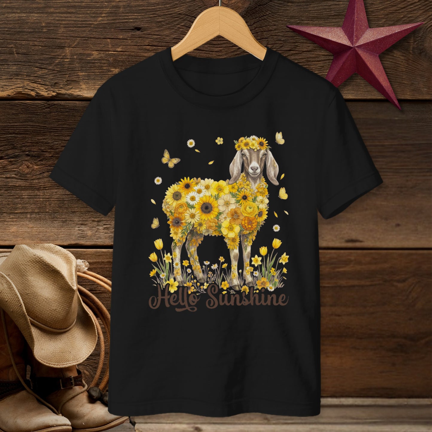 Hello Sunshine Nubian Goat T-shirt (Youth)