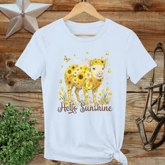Hello Sunshine Pig Ladies Tee