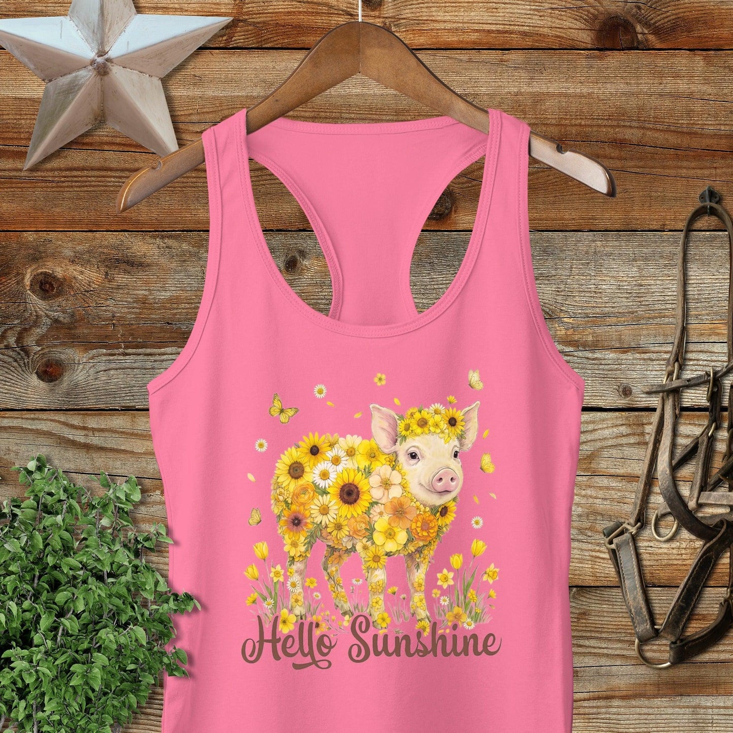 Hello Sunshine Pig Racerback Tank