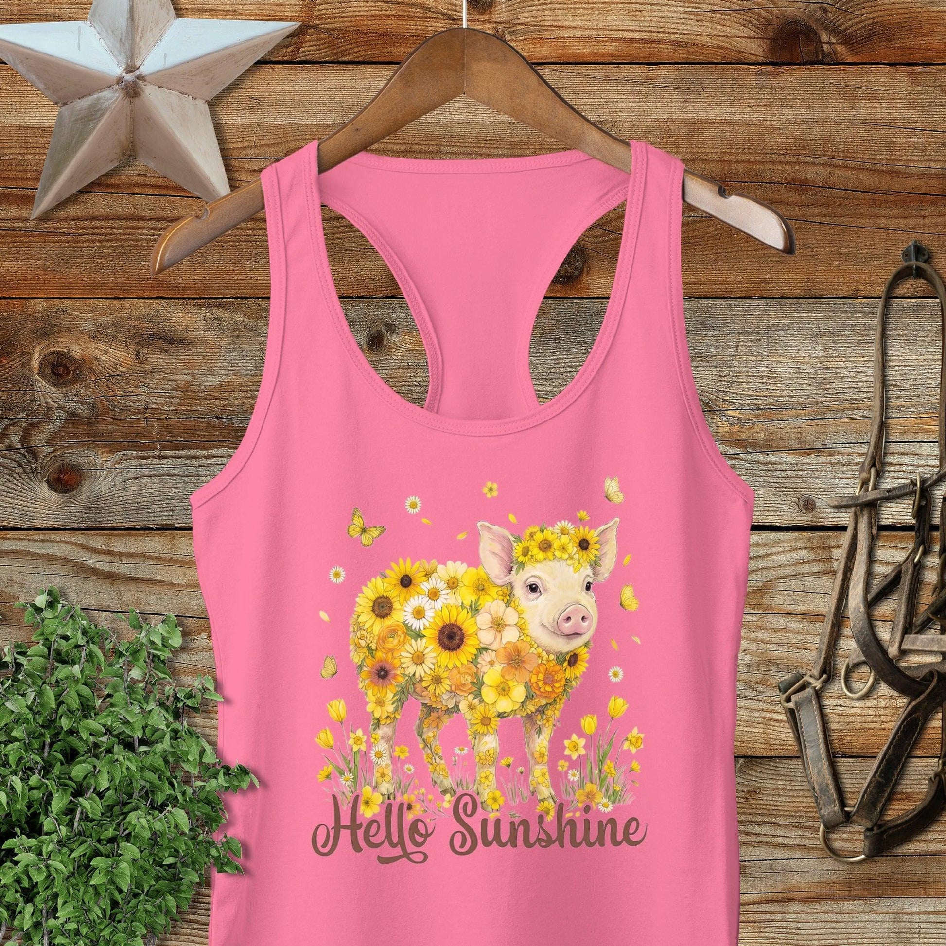 Hello Sunshine Pig Racerback Tank