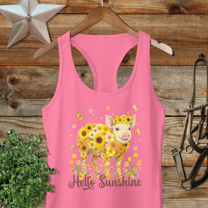 Hello Sunshine Pig Racerback Tank