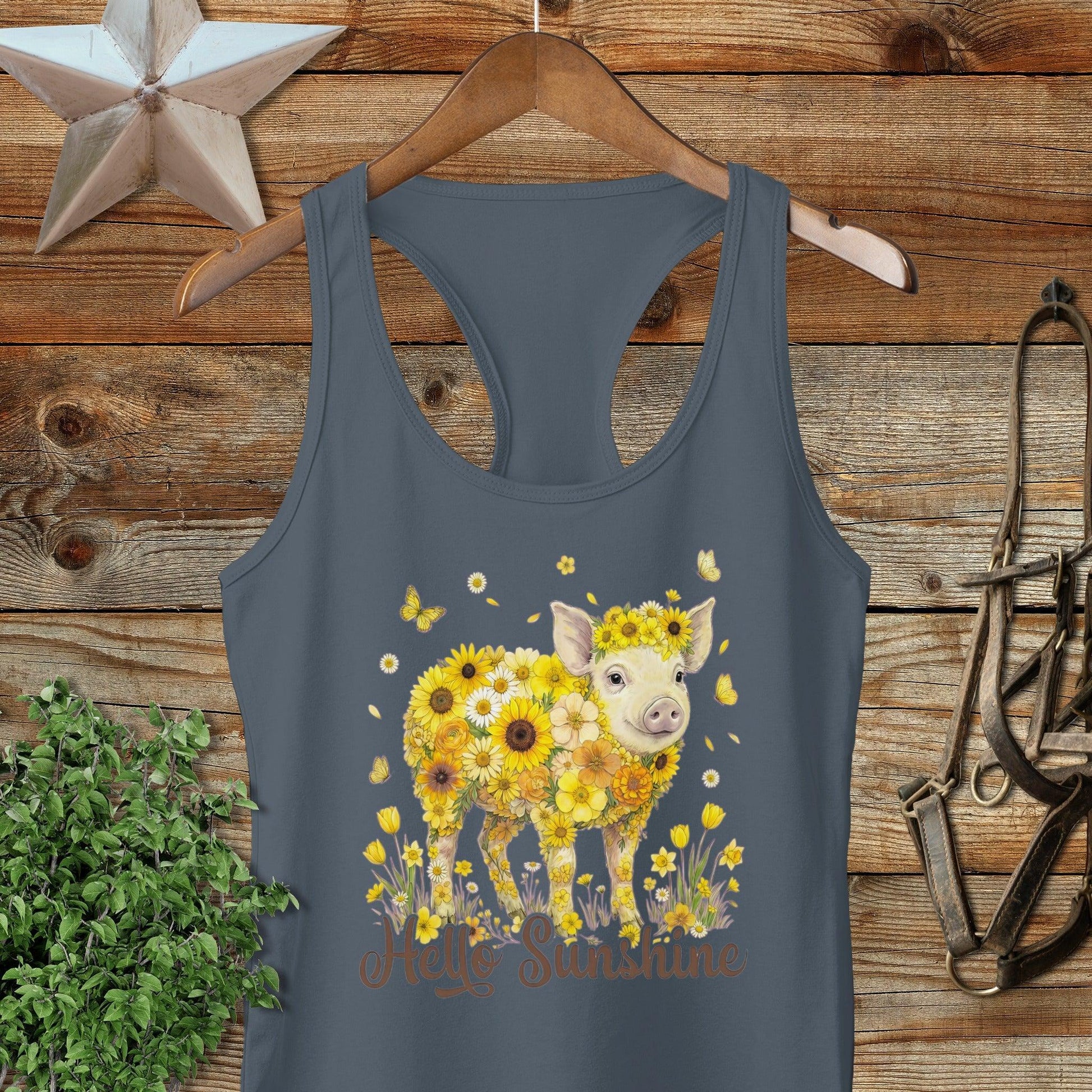 Hello Sunshine Pig Racerback Tank