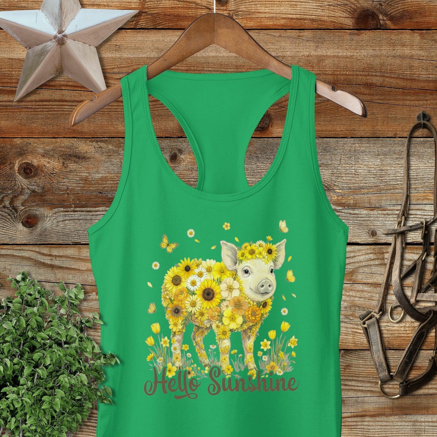 Hello Sunshine Pig Racerback Tank