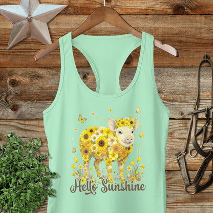 Hello Sunshine Pig Racerback Tank