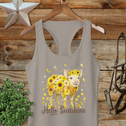 Hello Sunshine Pig Racerback Tank