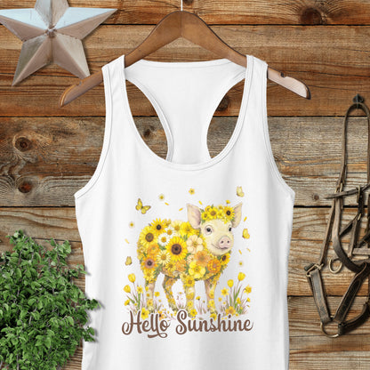 Hello Sunshine Pig Racerback Tank