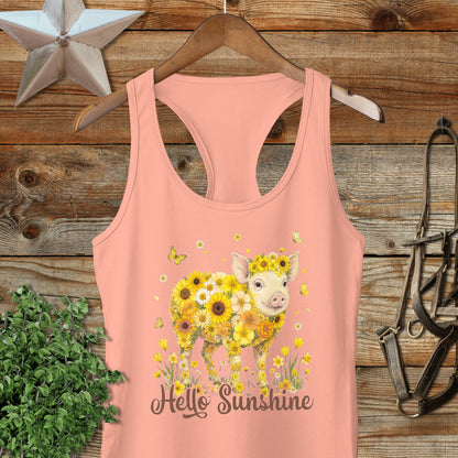 Hello Sunshine Pig Racerback Tank