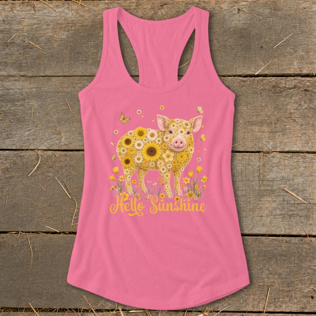 Hello Sunshine Pig Racerback Tank