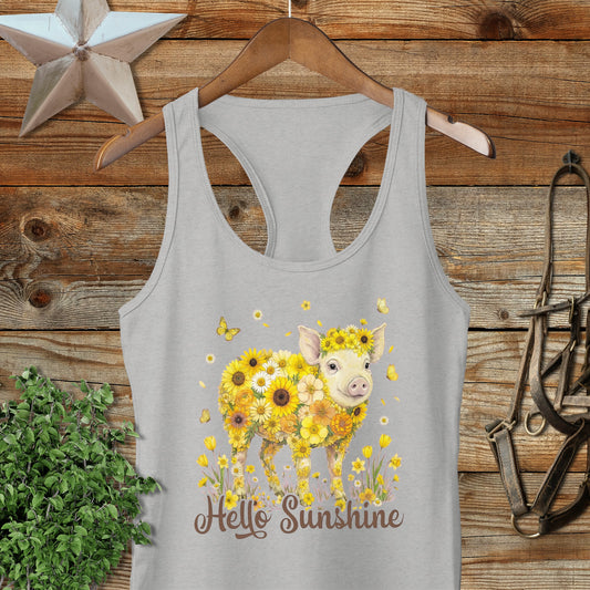 Hello Sunshine Pig Racerback Tank