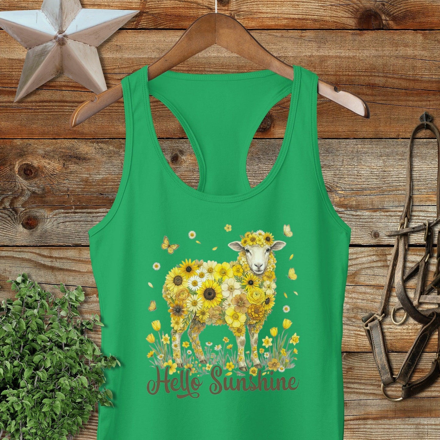 Hello Sunshine Sheep Racerback Tank