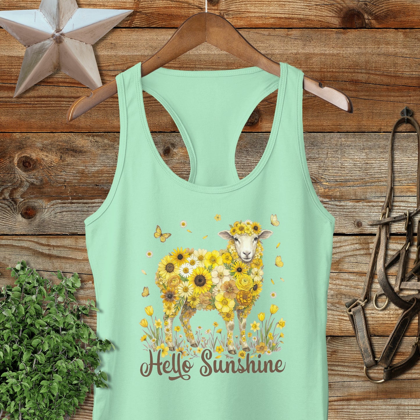 Hello Sunshine Sheep Racerback Tank