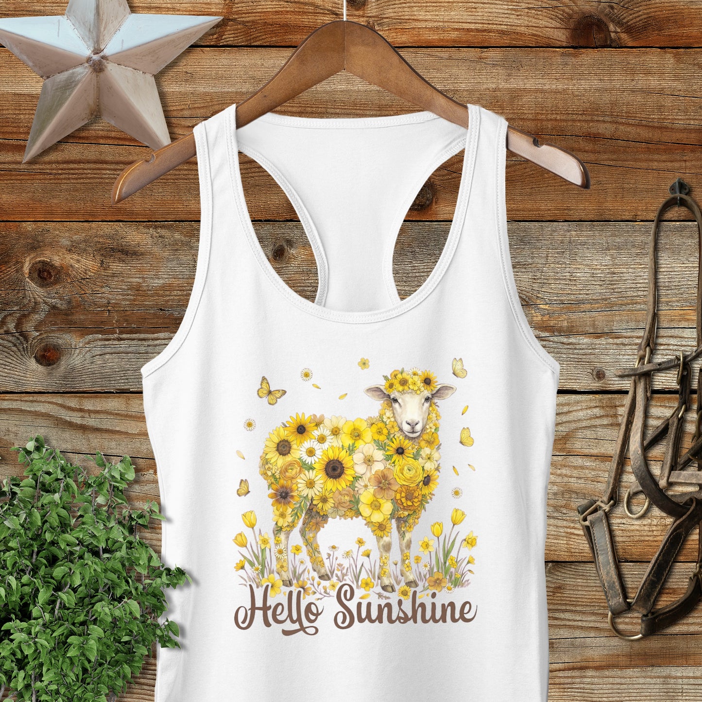 Hello Sunshine Sheep Racerback Tank