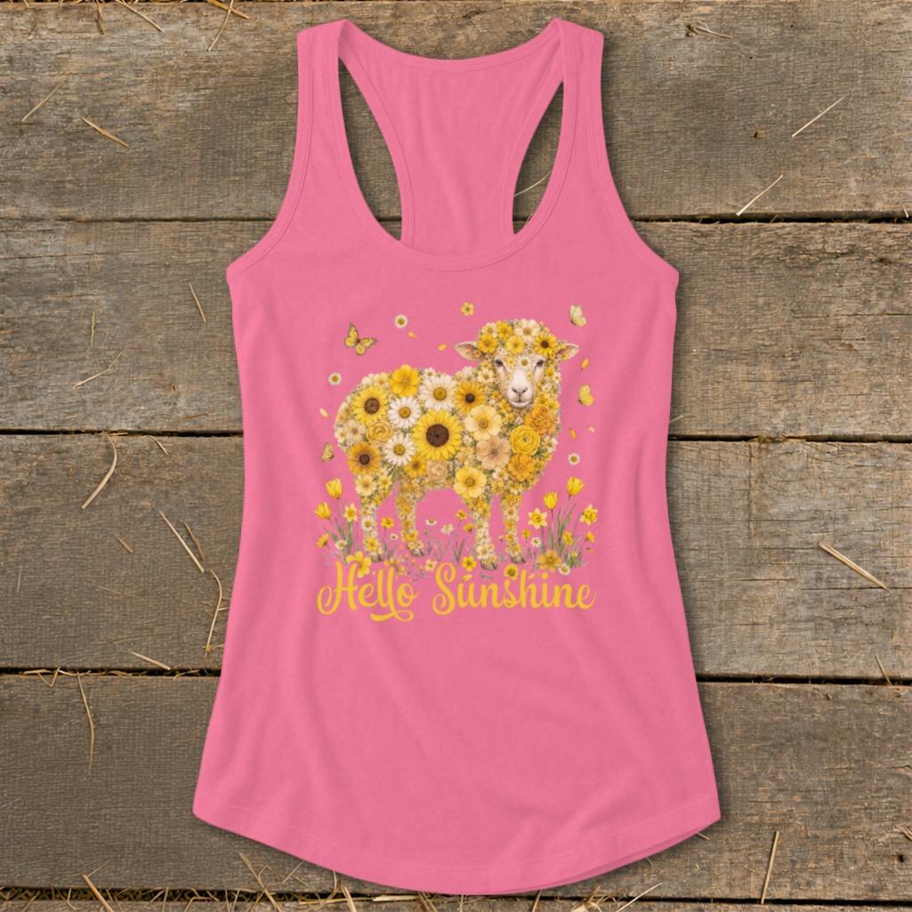 Hello Sunshine Sheep Racerback Tank