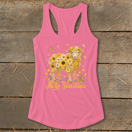 Hello Sunshine Sheep Racerback Tank