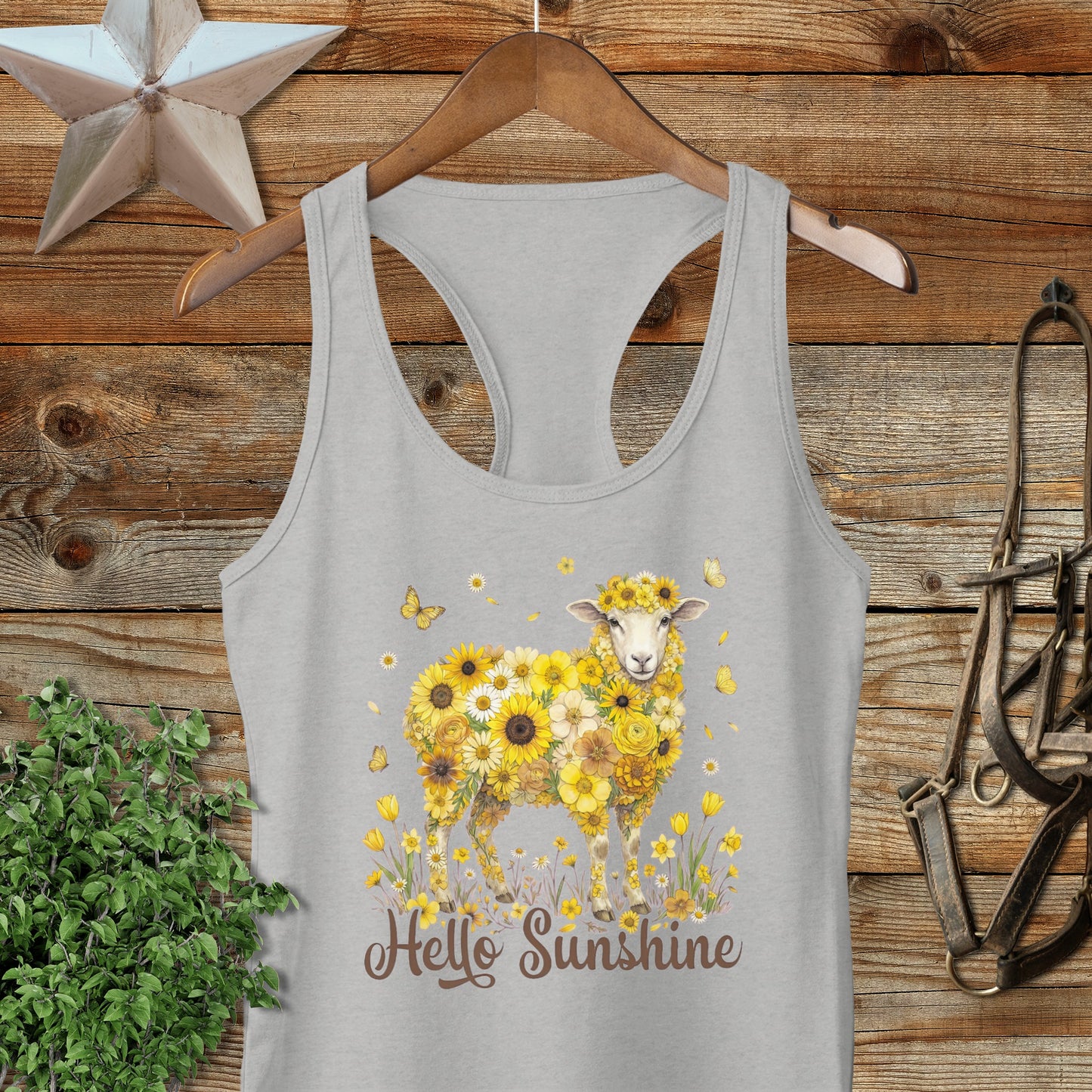 Hello Sunshine Sheep Racerback Tank