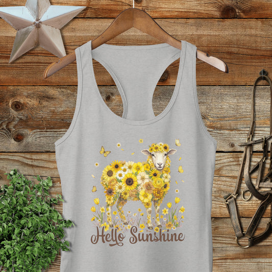 Hello Sunshine Sheep Racerback Tank