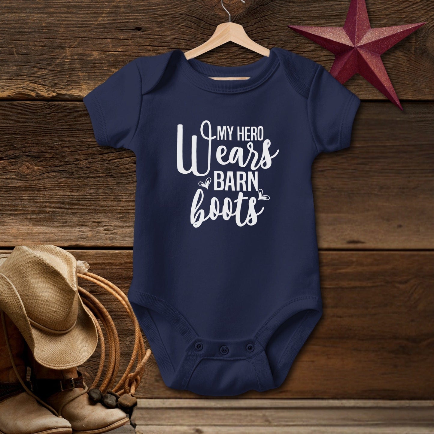 Hero Wears Barn Boots Bodysuit (Baby)
