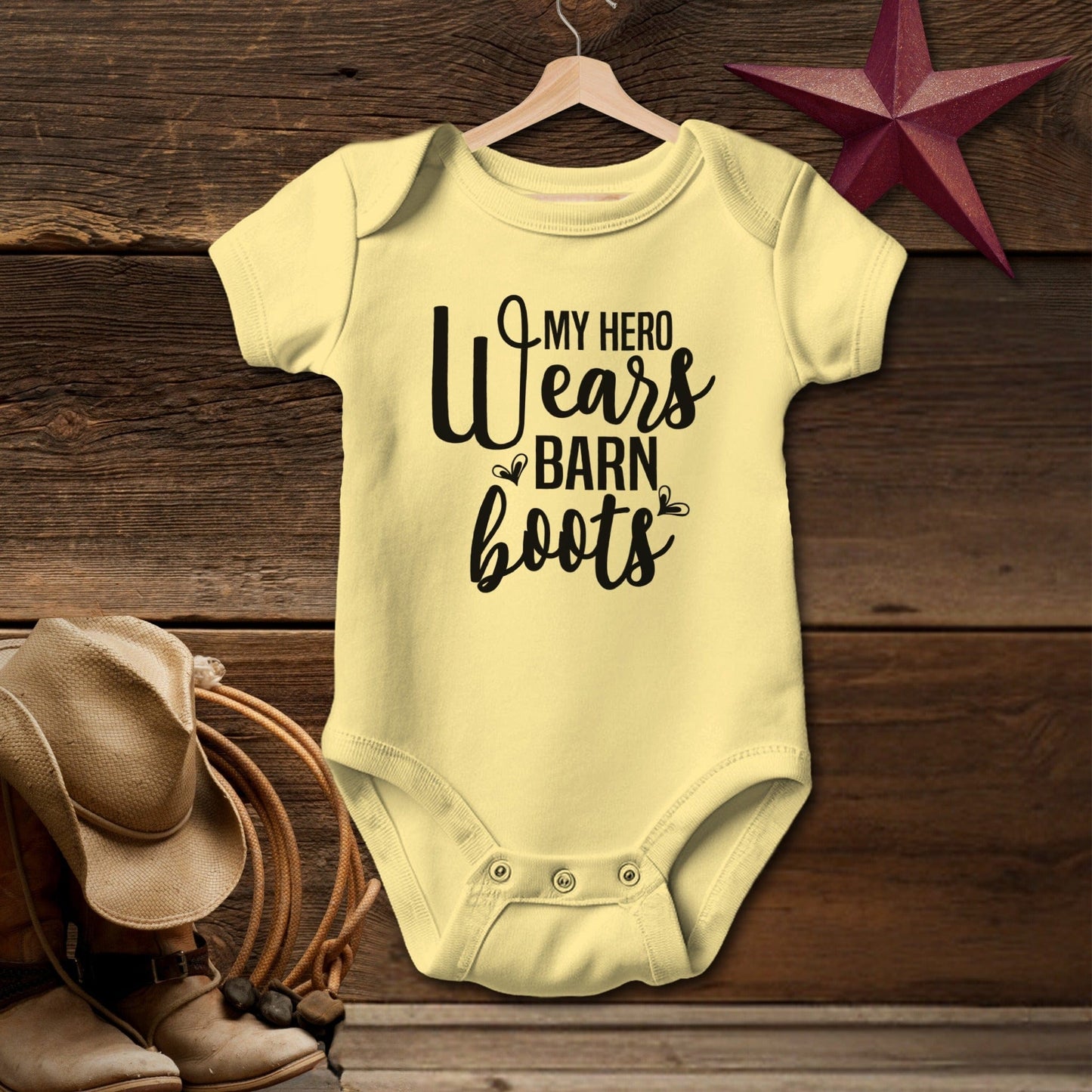 Hero Wears Barn Boots Bodysuit (Baby)