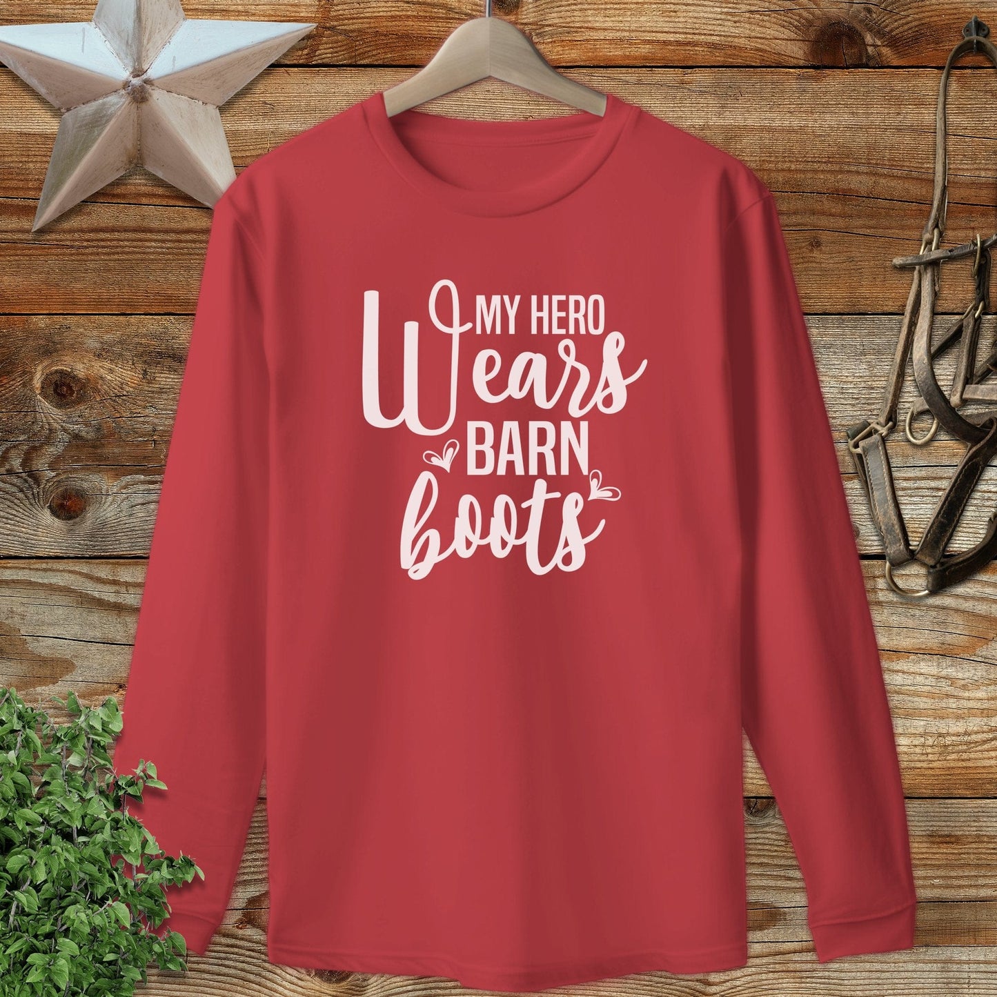 Hero Wears Barn Boots Long Sleeve Tee