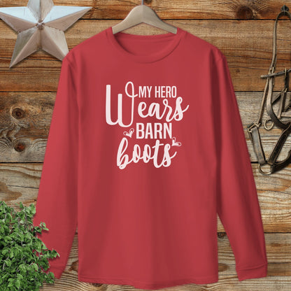 Hero Wears Barn Boots Long Sleeve Tee