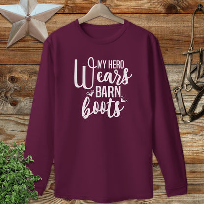 Hero Wears Barn Boots Long Sleeve Tee