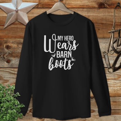 Hero Wears Barn Boots Long Sleeve Tee