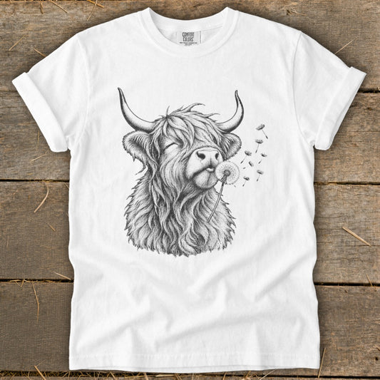 Highland Cow Dandelion Wish Signature Tee