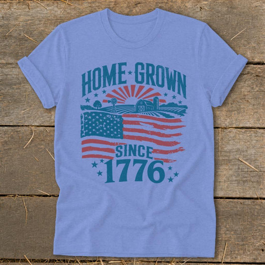 Home Grown Since 1776 Softstyle Tee - Heather Columbia Blue