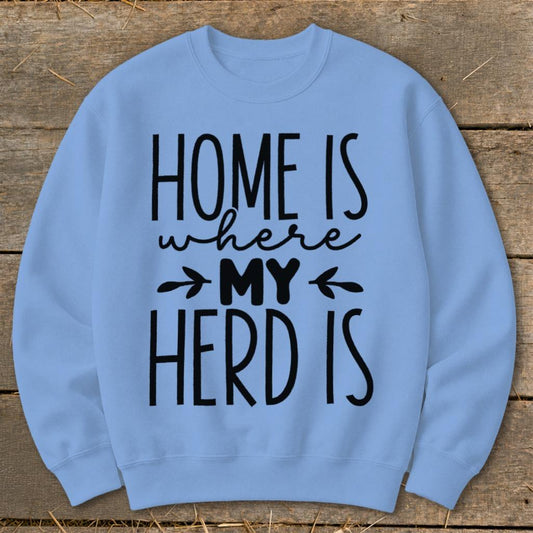 Home Is My Herd Sweatshirt - Carolina Blue