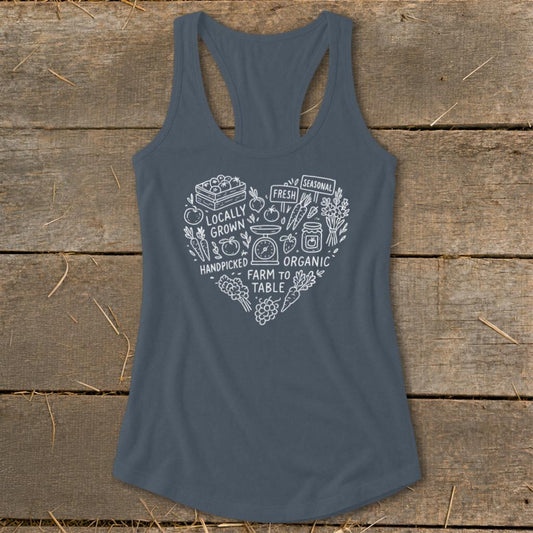 Homestead Heart Racerback Tank - Indigo
