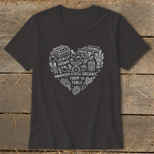 Homestead Heart V-neck - Dark Grey Heather