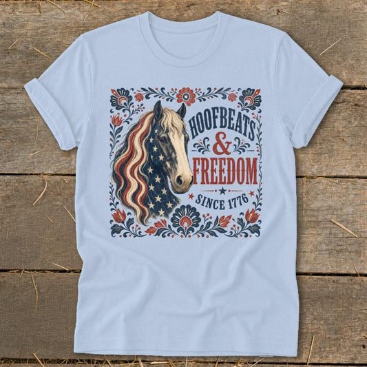 Hoofbeats  Freedom Softstyle Tee - Baby Blue