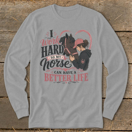 Horse A Better Life Long Sleeve Tee - Sport Grey