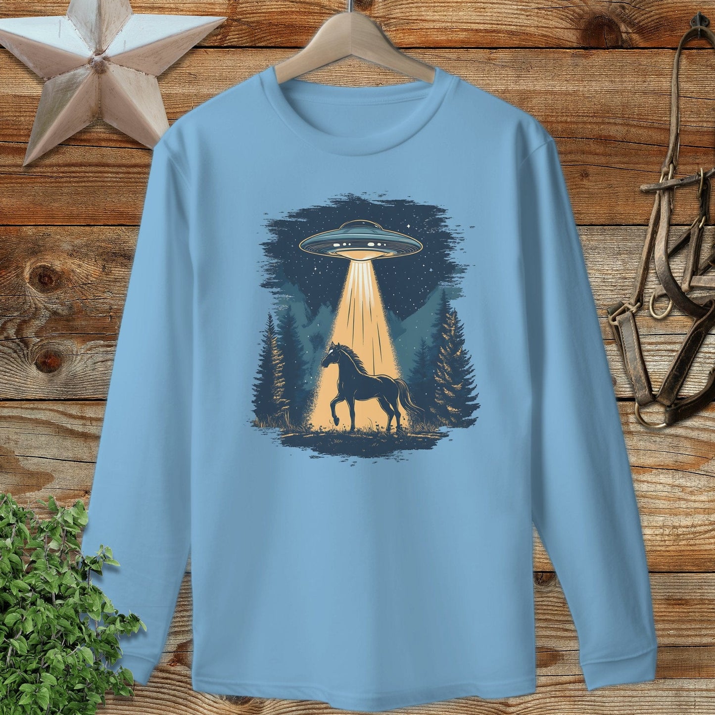 Horse Alien Abduction Long Sleeve Tee