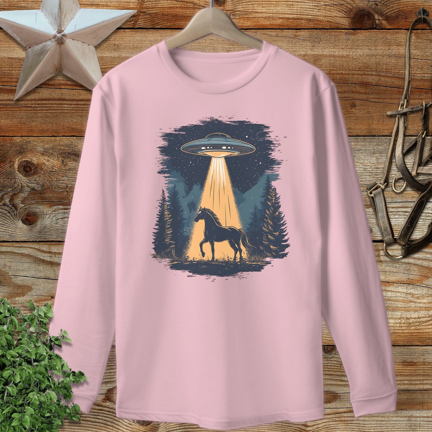 Horse Alien Abduction Long Sleeve Tee