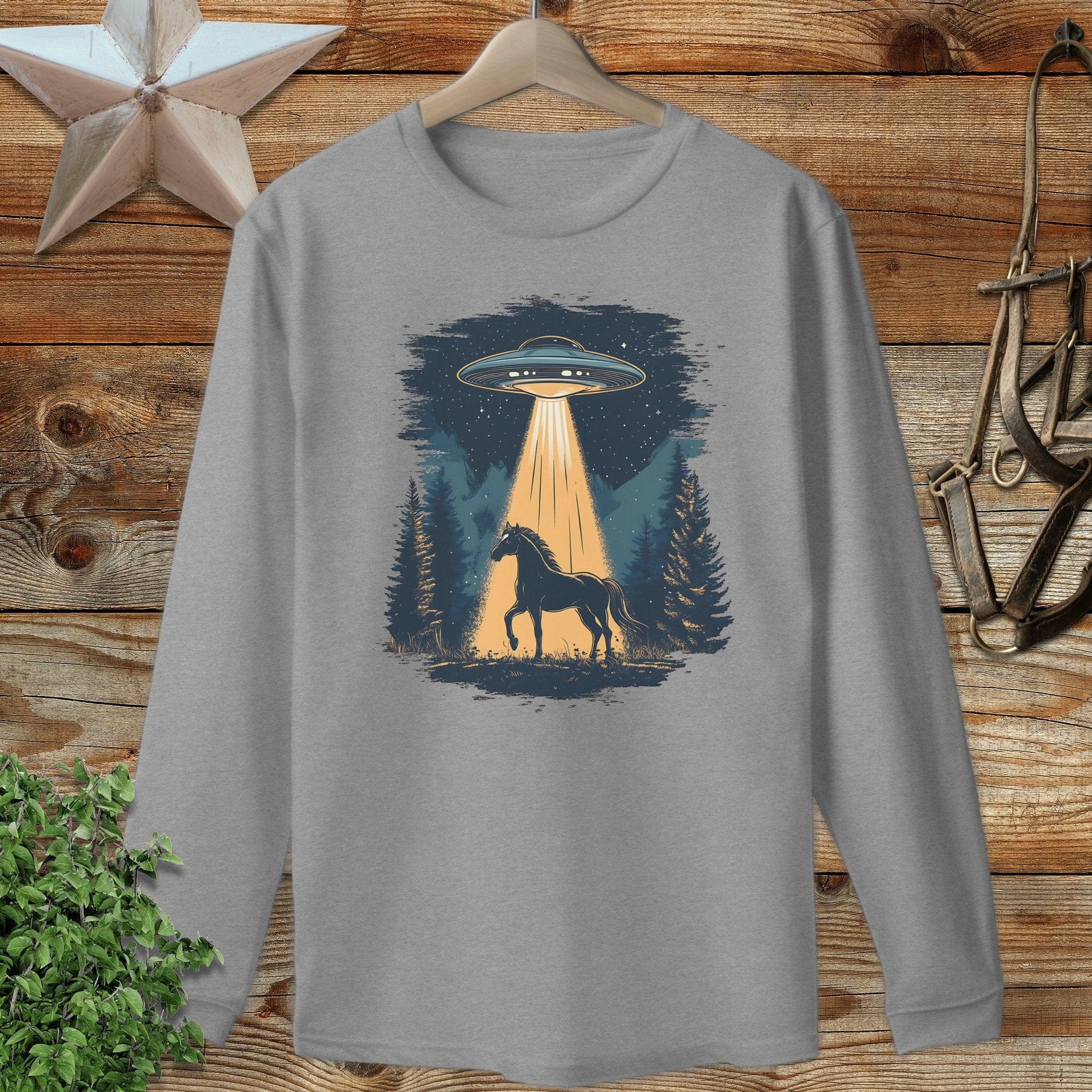 Horse Alien Abduction Long Sleeve Tee