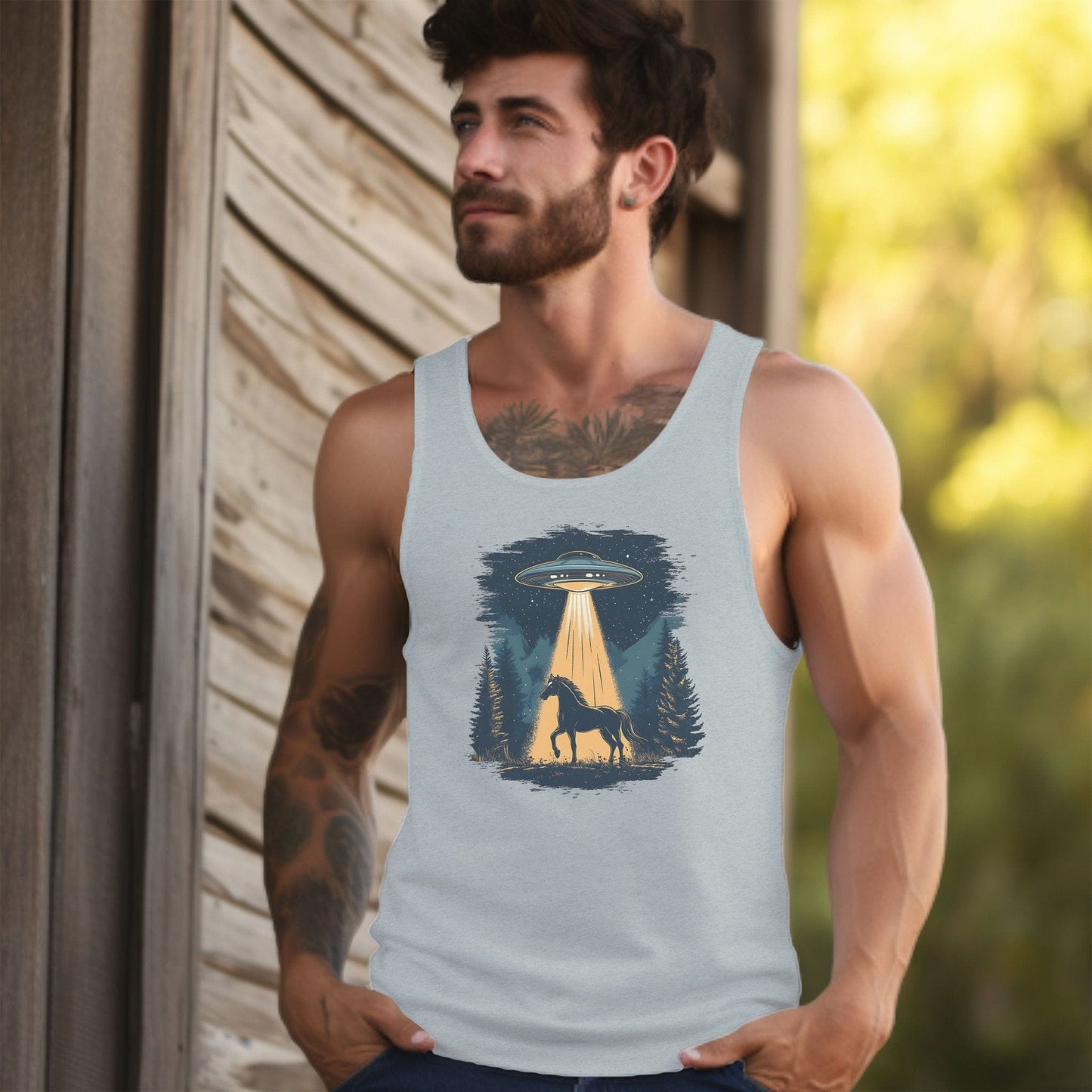 Horse Alien Abduction Tank Top