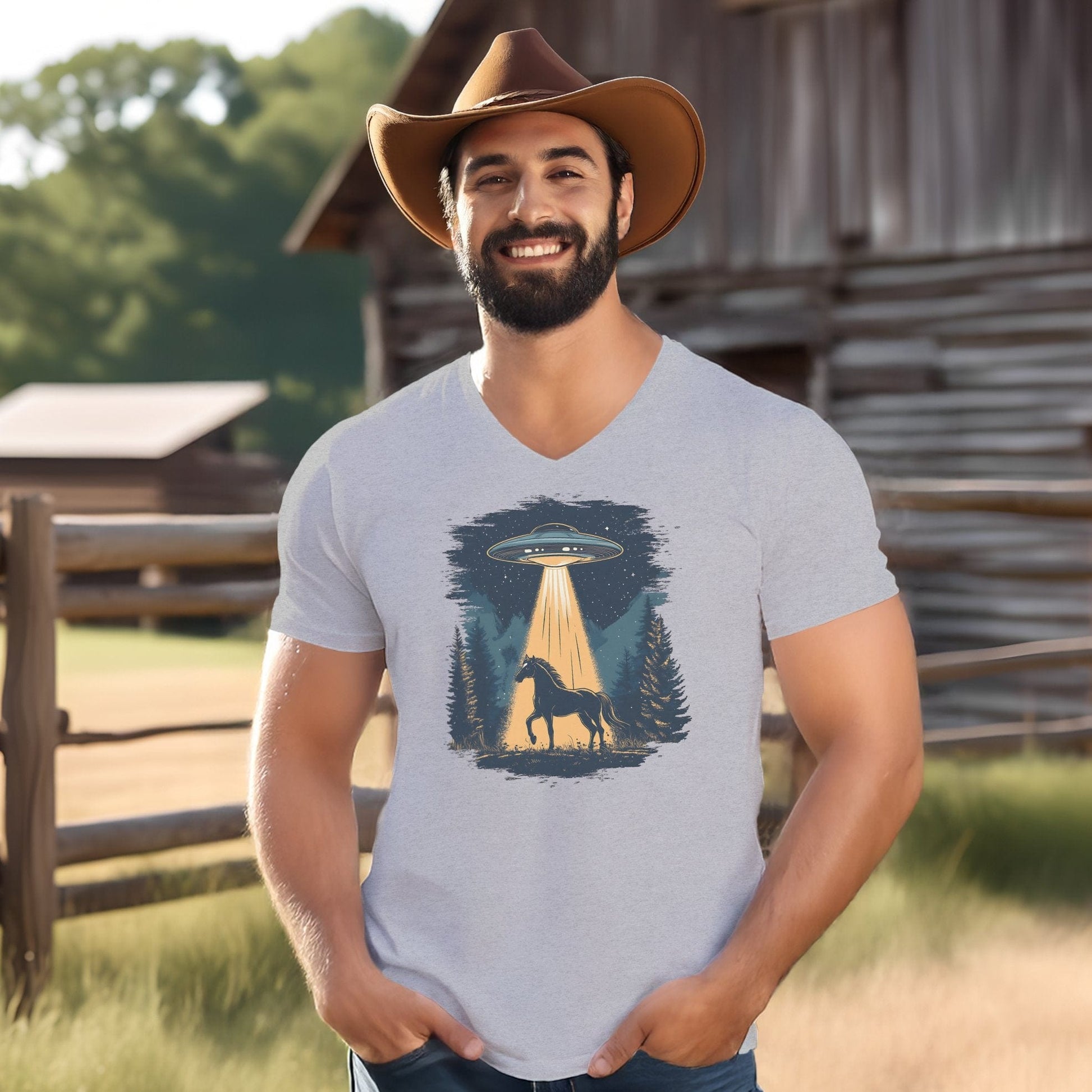 Horse Alien Abduction V-neck