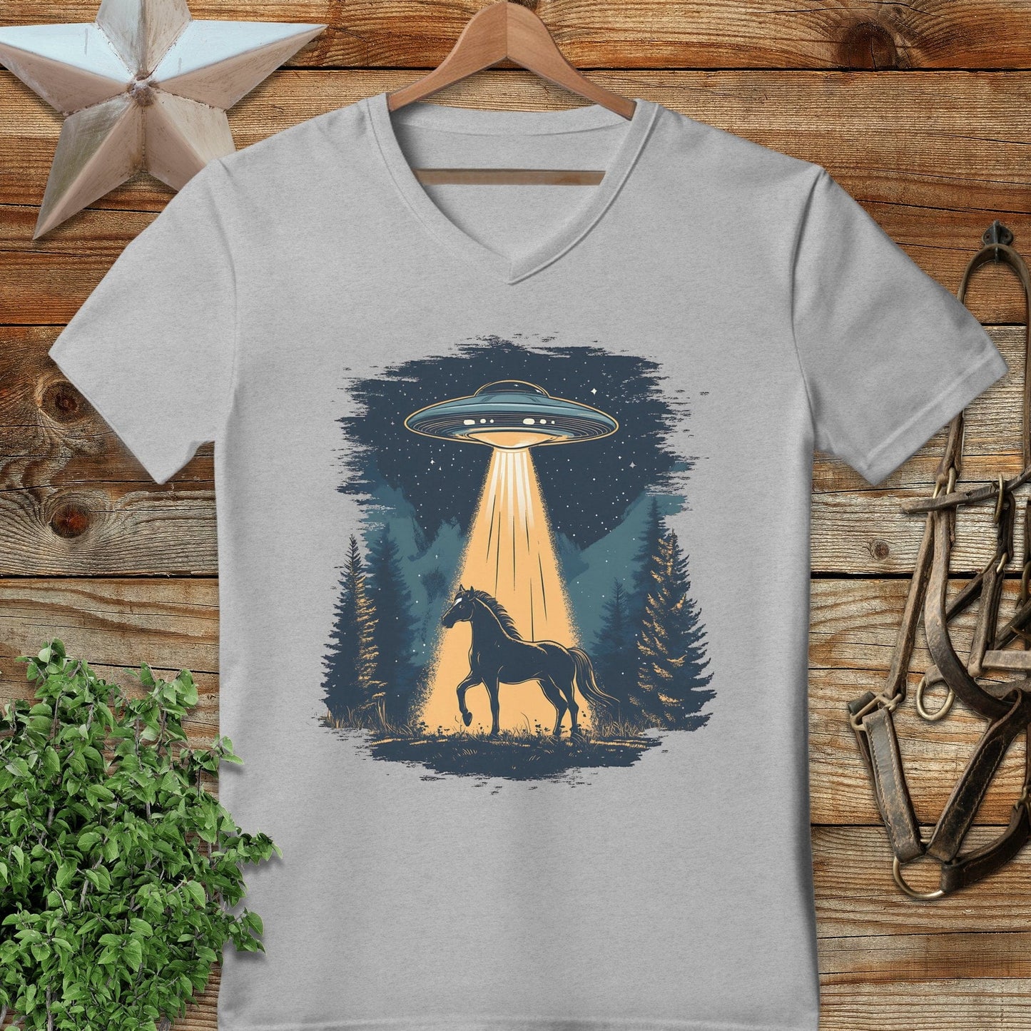 Horse Alien Abduction V-neck