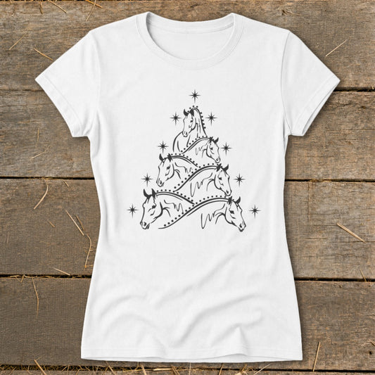 Horse Art Christmas Ladies Tee