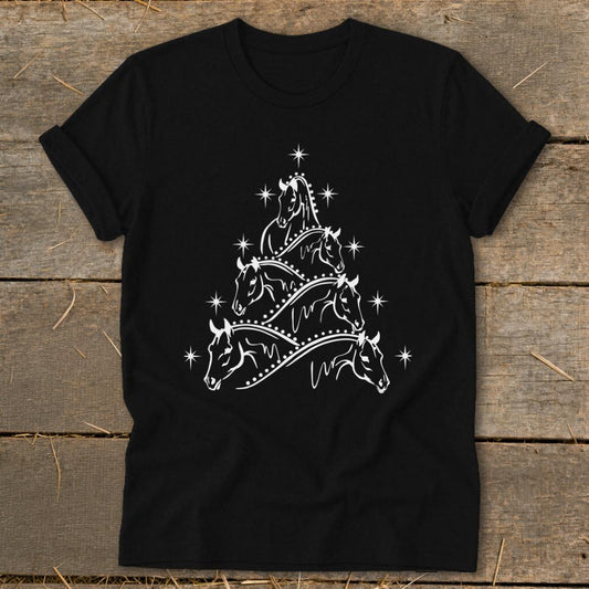 Horse Art Christmas Softstyle Tee - Black