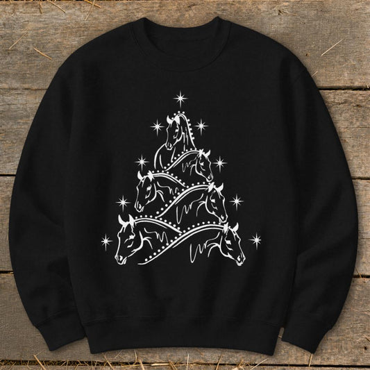 Horse Art Christmas Sweatshirt - Black