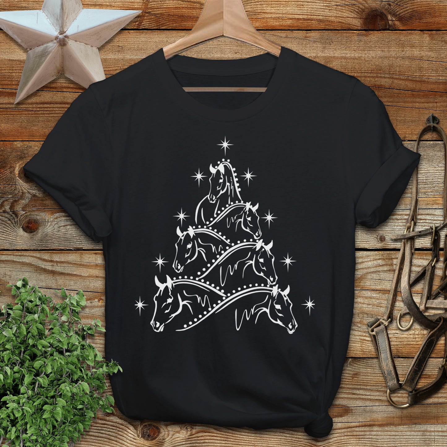 Horse Art Christmas T-shirt