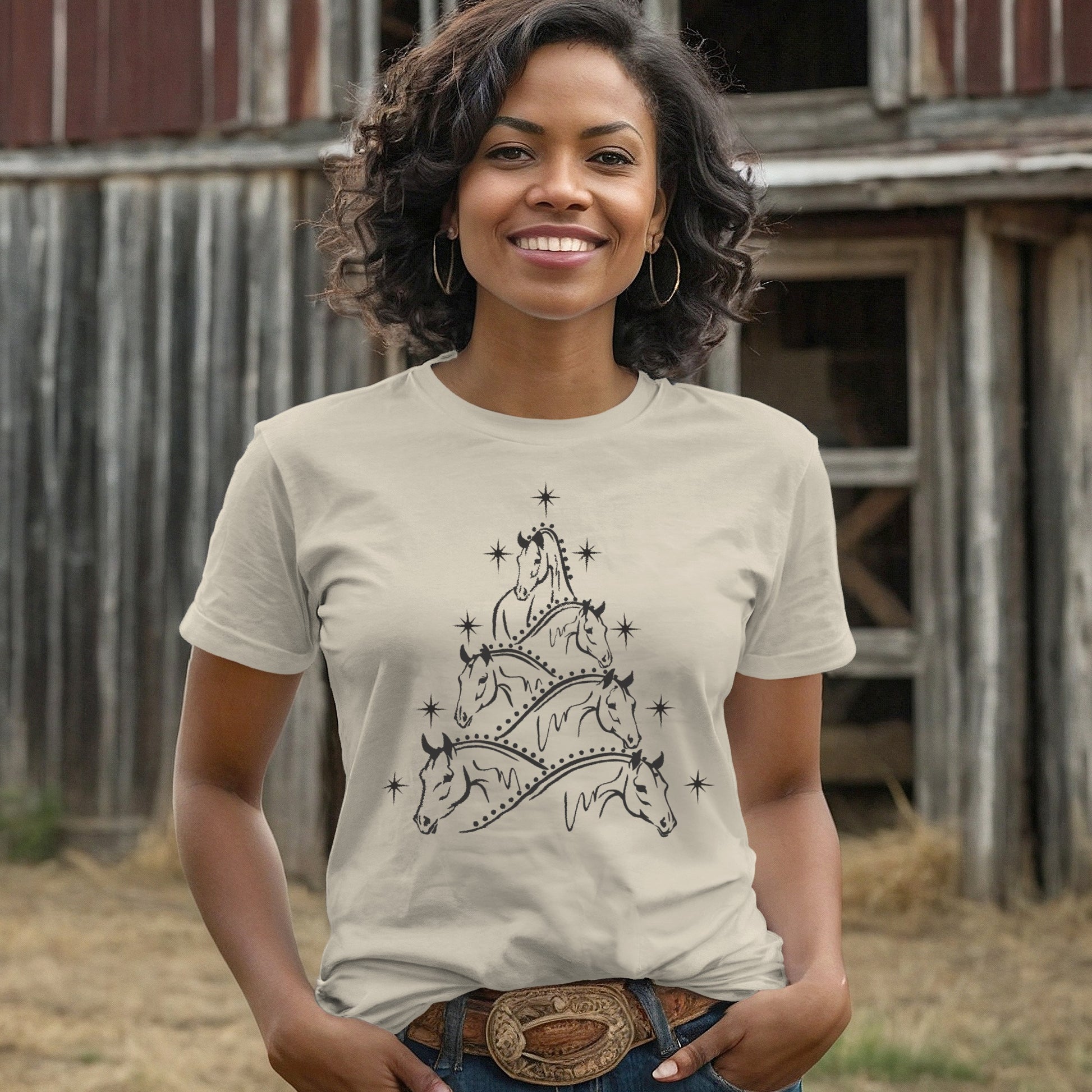 Horse Art Christmas T-shirt